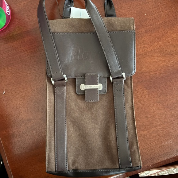 Brown Leather and Canvas Men's Bag - Picture 1 of 7